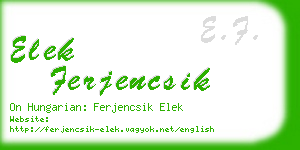 elek ferjencsik business card